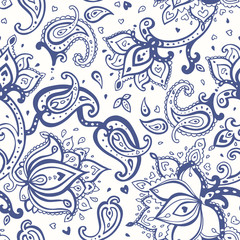 Paisley Hand drawn seamless pattern.
