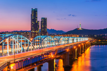  Dongjak Bridge Han river in Seoul , South Korea
