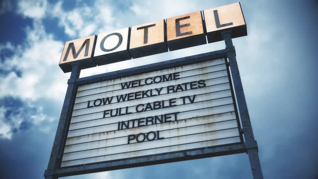Old Grungy Motel Sign under Daytime Cloudy Sky Timelapse
Real Clouds Timelapse and 3D Design Composite