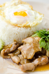 thai food  fried prok with pepper and garlic