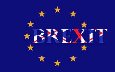 Brexit with detail of concept Eu and Uk flag