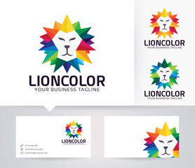 Obraz na płótnie Canvas Lion Color vector logo with business card template