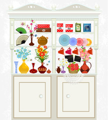 kitchen cupboard with cute flowers for your design