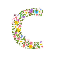 ornate capital letter font consisting of the spring flowers and
