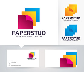 Paper Studio vector logo with business card template