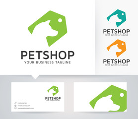 Pet Shop vector logo with business card template