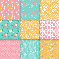 Hand drawing summer seamless pattern design. Abstract background