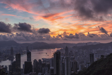 Fototapeta premium Good Morning Hong Kong, Sunrise at Victoria Peak.