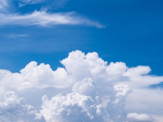 Naklejka na ściany i meble Cloud and sky. Perspective unique beautiful white cloud in blue sky.