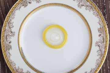 condom in a plate