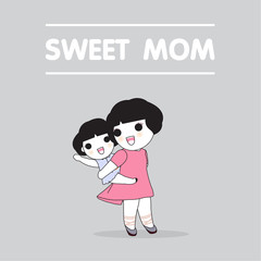 Sweet Mom Mother's Day Card Character illustration
