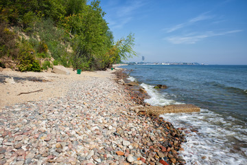 Fototapeta na wymiar Pebble Beach at Baltic Sea in Gdynia