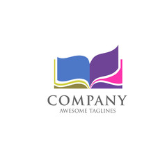 creative open book logo vector , Book color logo. School books. Education books