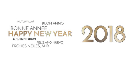 2018 multilingual happy new year background golden font