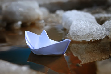 tinted photo paper boat on spring street