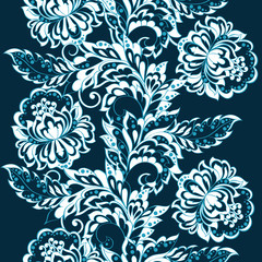 Fototapeta na wymiar Vector Floral Illustration in asian textile style