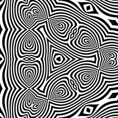 Black and White Abstract Striped Background. Optical Art. 3d Vector Illustration.
