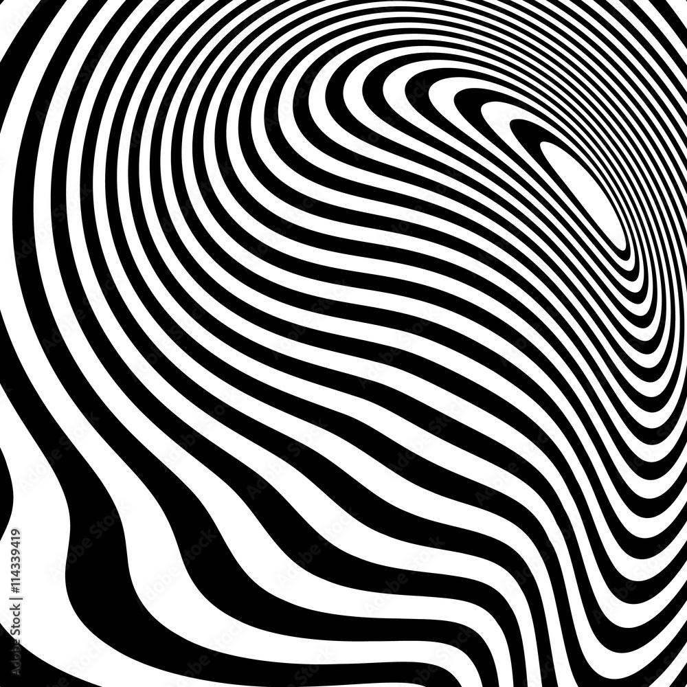 Poster Curvy irregular dynamic lines. Abstract geometric pattern.