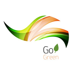 Abstract eco leag logo design made of color pieces - various geometric shapes