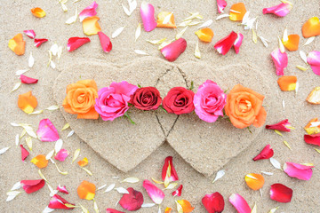 Rose on twin heart shape