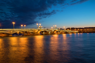 Fototapeta na wymiar Annunciation bridge white july night. Saint Petersburg