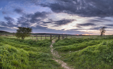 Beautiful English countrysidepanorama  landscape over fields at
