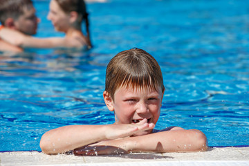 Children swimming in the pool