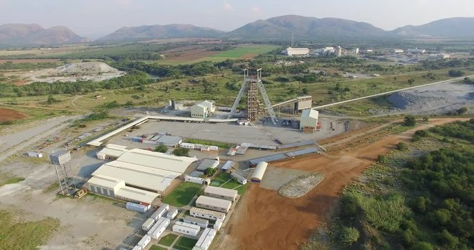 4K Aerial view of Platinum mine 