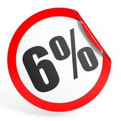 Discount 6 percent off. 3D illustration.