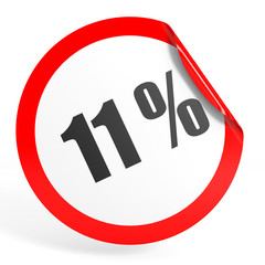Discount 11 percent off. 3D illustration.