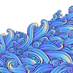 Blue Wave background, curls, swirls, helix, loop, optical illusion. Vector illustration