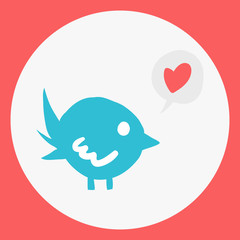 Cartoon flat simple bird mascot icon.