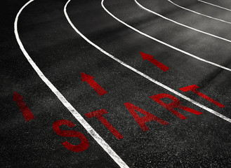 Start written on running track