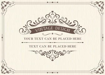 Fotobehang Ornate vintage card design with ornamental flourishes frame. Use for wedding invitations, royal certificates, greeting cards, menus, covers, posters, brochures and flyers. Vector illustration. © KatyaKatya