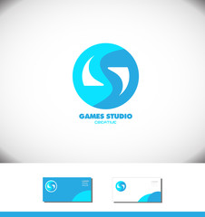 Games gaming logo blue icon