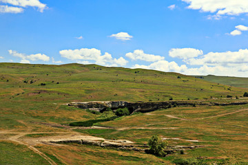 Fototapeta premium Summer Landscape with a bird's eye view. Well-groomed field