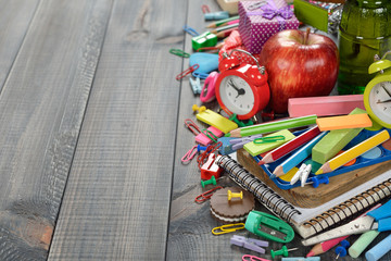 Multicolored children's school supplies