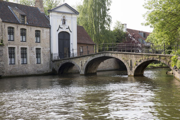 Naklejka premium Lake Minnewater and Church in Bruges
