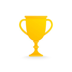 Golden trophy cup isolated on white.