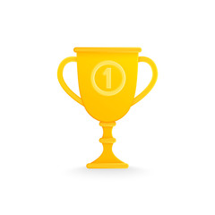 Golden trophy cup isolated on white.