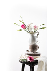Naklejka na ściany i meble Tableware with flowers