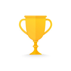 Golden trophy cup isolated on white.