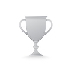 Silver trophy cup isolated on white.