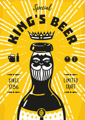 Vintage poster with a beer bottle and king