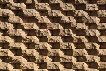structural wall made of rough natural stone