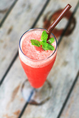 watermelon juice on the wood table