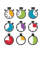 Clocks and time icons set