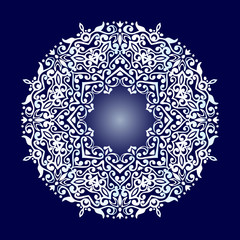 Ancient decorative ornament pattern isolated on blue