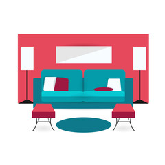 Color furniture living room flat icon