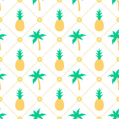 Pineapples and palm trees seamless pattern